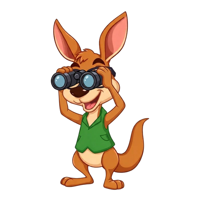ScoutRoo looking through binoculars