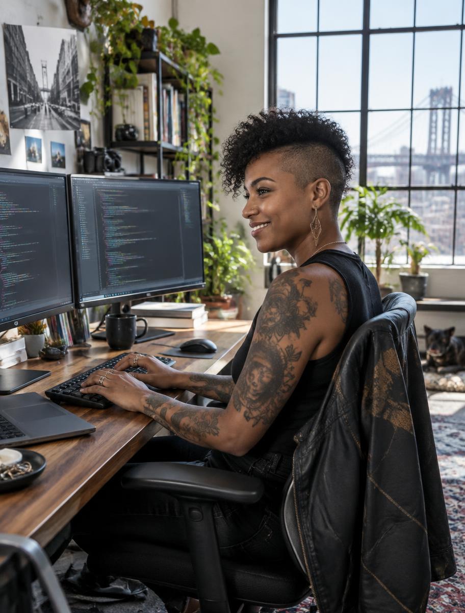 A software engineer writing code with API documentation on dual monitors